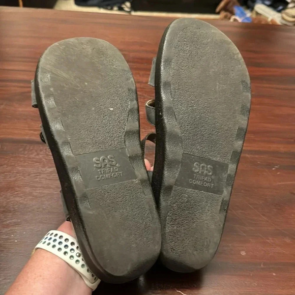 SAS sorrento t-strap gray leather women’s sandals size 10M - Picture 4 of 6